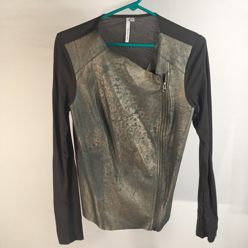 Michael Stars Leather Moto Top